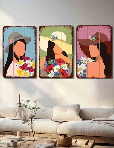 Set of 2 Painting Abstract Woman Wall Art Large Musician Paintings