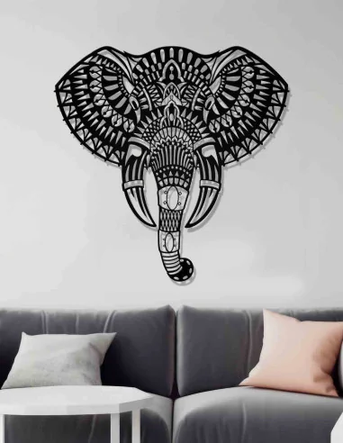 VINOXO Metal Mandala Elephant Head Wall Decor