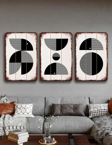 VINOXO Black And White Abstract Wall Art Painting - Set of 3