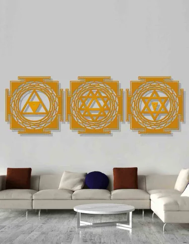 VINOXO Metal Set of 3 Yantra Wall Hanging Art Decor Frame