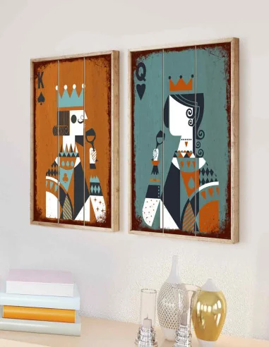 VINOXO Modern Art Painting Abstract For Bedroom - King & Queen Card - Set of 2