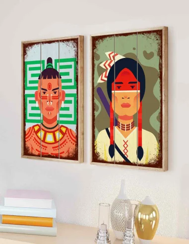 VINOXO Tribal Wall Art Painting - King and Queen Set of 2