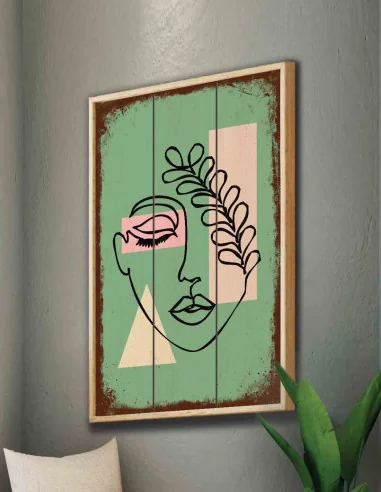 VINOXO Female Face Line Art - Green Woman
