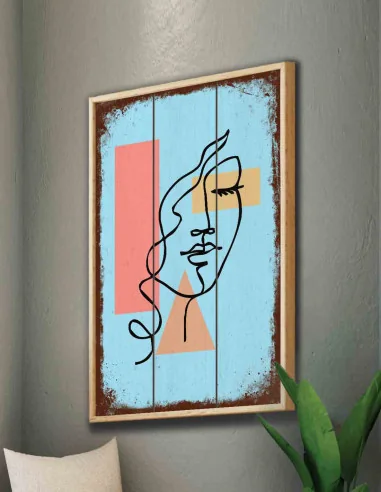 VINOXO Woman Face Line Art - Blue