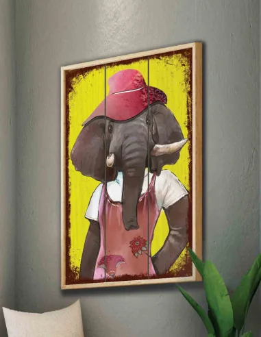 VINOXO Framed Cute Elephant Wall Art Painting