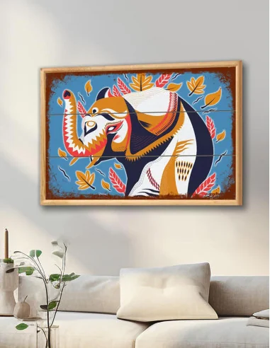 VINOXO Boho Abstract Colorful Elephant Wall Art Painting