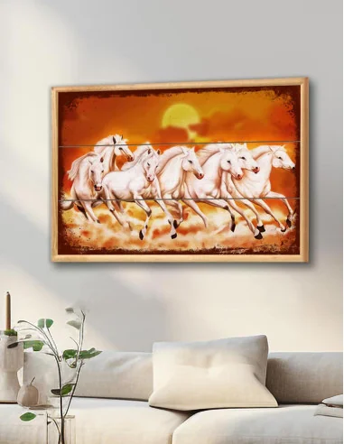 VINOXO Vintage Abstract Wall Art Decor Plaque - Seven Horses