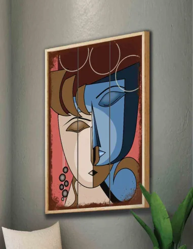 VINOXO Abstract Face Wall Art Painting - Shiva Parvati