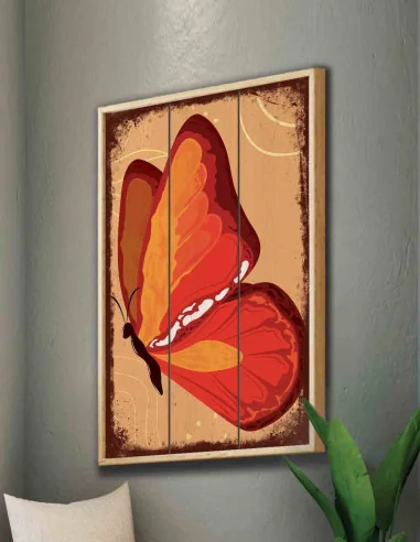 VINOXO Butterfly Abstract Painting For Living Room - Red