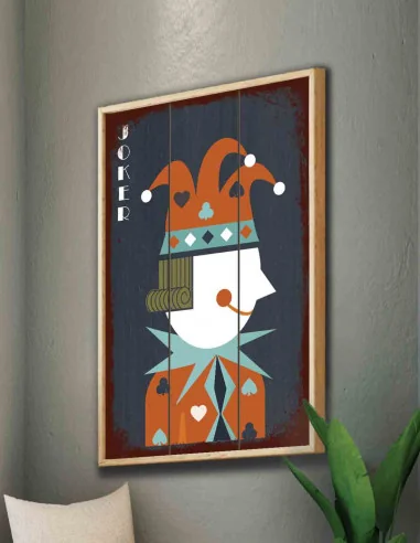 VINOXO Modern Joker Card Wooden Framed Wall Painting