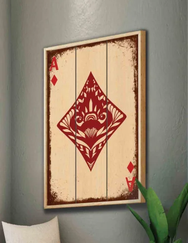 VINOXO Ace Diamond Card Wooden Framed Wall Art Painting