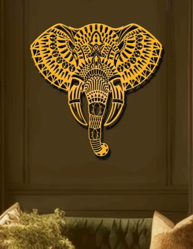 VINOXO Metal Mandala Elephant Head Wall Decor
