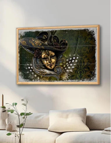 VINOXO Abstract Wall Art Decor - Woman in Golden Mask