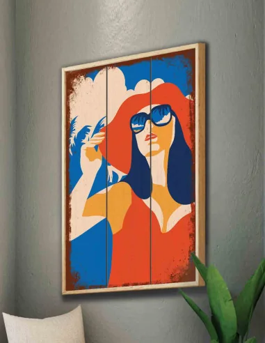 VINOXO Trendy Framed Wall Art Decor Plaque - Pop Art - Woman - Summer