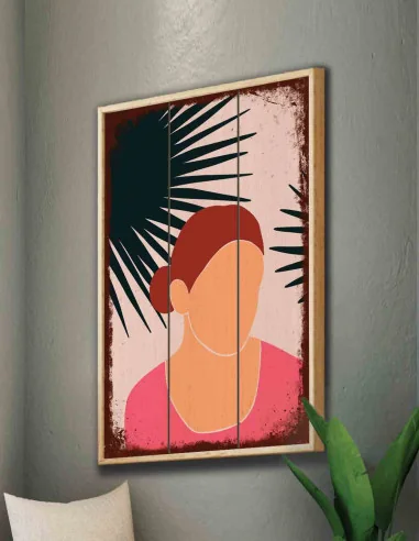 VINOXO Woman Boho Silhouette Wall Art - Pink