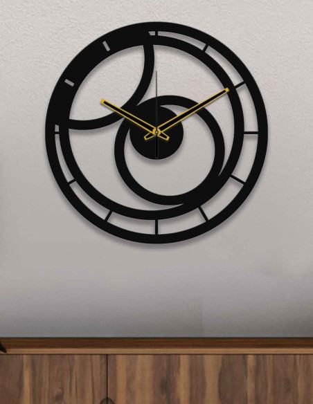 Minimalist Art Deco wall clock mounted on a modern living room wall