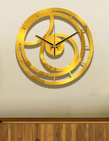 Battery-operated round wall clock with oversized frame, side view