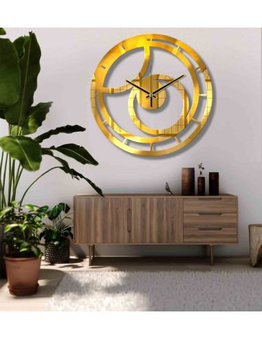 Art Deco wall clock displayed above a console in a styled room