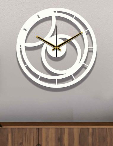 Modern elegant wall clock with clean Art Deco lines in a bedroom