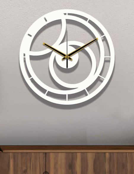 Modern elegant wall clock with clean Art Deco lines in a bedroom