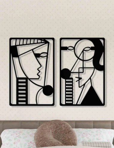 VINOXO Metal Abstract Couple Wall Art - Set of 2
