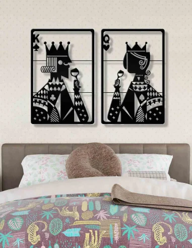 VINOXO King Queen Metal Wall Art For Bedroom - Set of 2