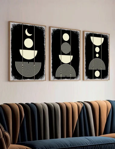 VINOXO Boho Contemporary Black Wall Art Frames - Set of 3