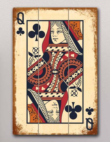 Queen of Clubs large wooden wall artwork in a professional interior