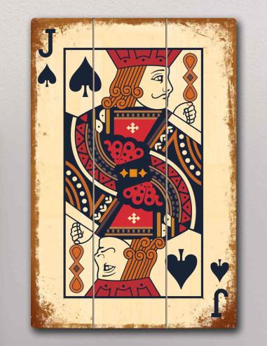 VINOXO wooden wall art Jack of Spades, contemporary office decor piece