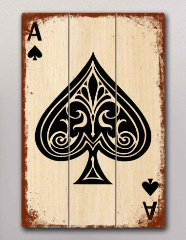 VINOXO Ace Spade Card Wooden Framed Wall Painting