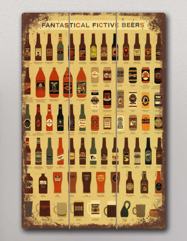 VINOXO Vintage Framed Bar Wall Art Decor Poster - Fantastical Fictive Beers