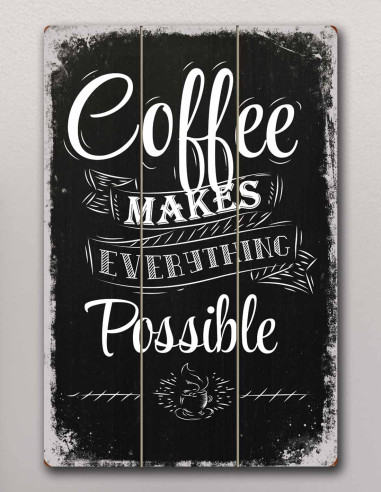 VINOXO Vintage Wooden Framed Coffee Wall Art Decor Plaque - Coffee Makes Everything Possible