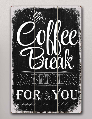 VINOXO Vintage Wooden Framed Coffee Wall Art Decor Plaque - Coffee Break For You