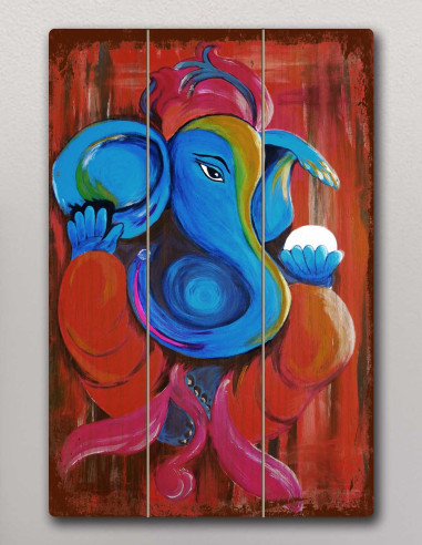 VINOXO Wooden Ganesha Ganpati Abstract Painting