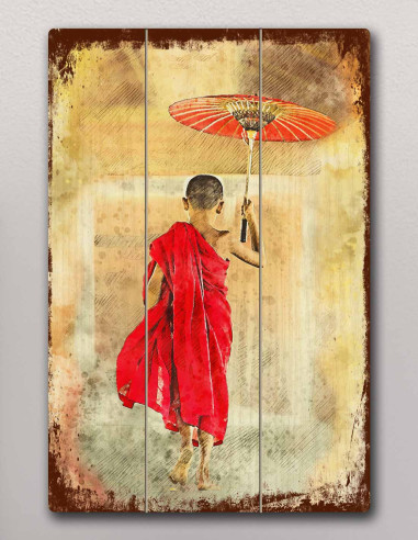VINOXO Vintage Spiritual Framed Wall Art Plaque - Buddhist Monk