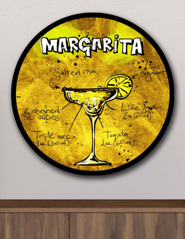 VINOXO Margarita Vintage Cocktail Wall Art Bar Decor Plaque