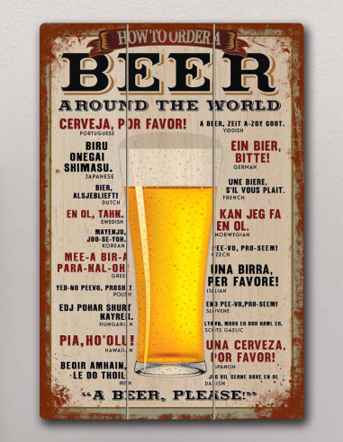 VINOXO Vintage Framed Bar Wall Art Decor Plaque - How To Order A Beer