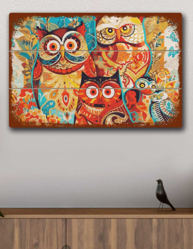VINOXO Vintage Animals Wall Art For Living Room - Four Owls