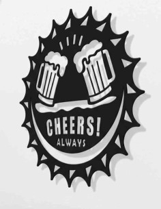 Beer cap metal wall art in white – pub and restaurant wall decoration