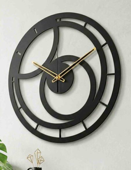 VINOXO large round metal wall clock with minimalist Art Deco design