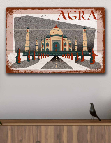 VINOXO Vintage Framed Wall Art Decor Plaque - Agra Poster