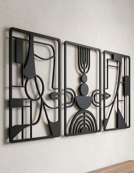 VINOXO Modern Boho Metal Wall Art Set of 3 Abstract Wall Hanging for Living Room Bedroom