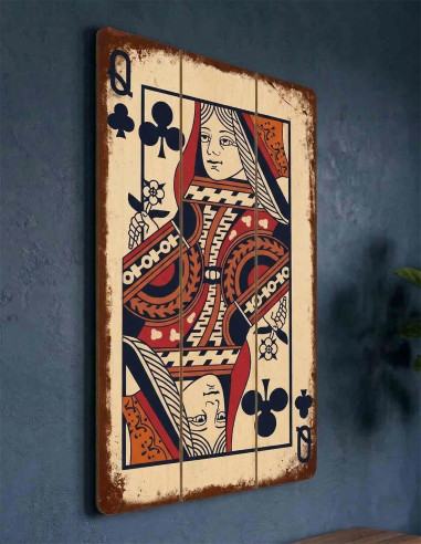 VINOXO Queen of Clubs wall art in a cafe lounge seating area