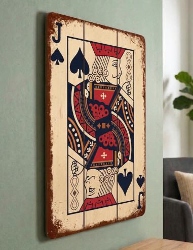 VINOXO Jack of Spades wooden wall art, minimalist card silhouette for office