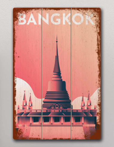 VINOXO Vintage Framed Wall Art Decor Plaque - Bangkok City Poster