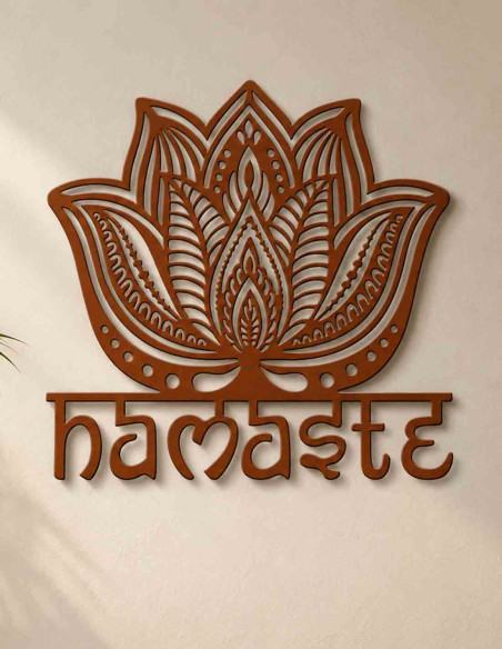 VINOXO Lotus Welcome Metal Wall Art for Home Entrance Modern Mandala Wall Decor
