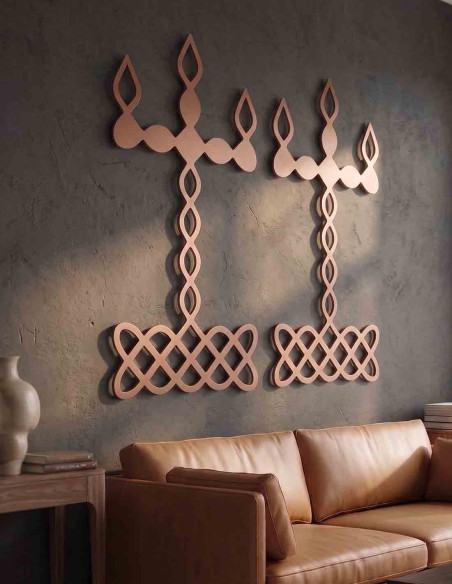 VINOXO Modern Kuthu Vilakku Wall Hanging Traditional Lamp Design Sikku Kolam Style Wall Decor for Home