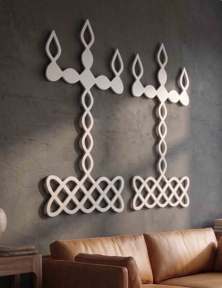 VINOXO Modern Kuthu Vilakku Wall Hanging Traditional Lamp Design Sikku Kolam Style Wall Decor for Home
