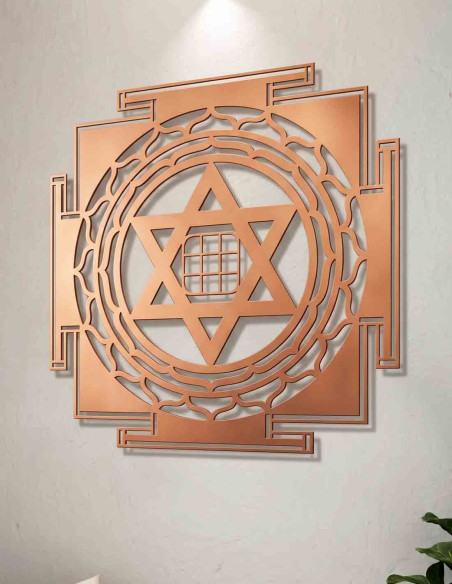 VINOXO Kuber Yantra metal wall hanging in gold finish for vastu wall decor