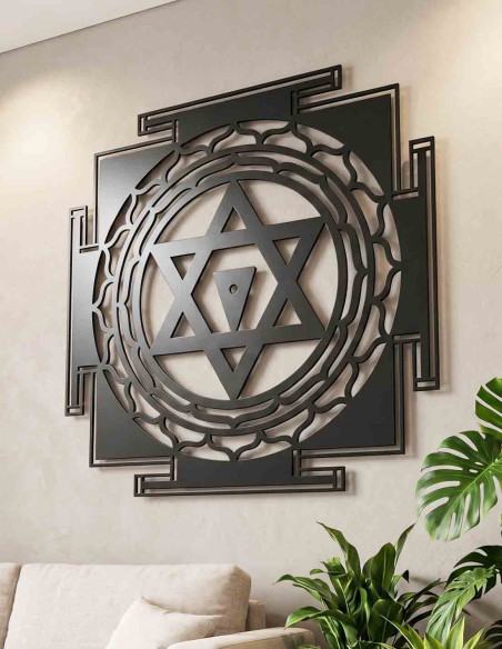 VINOXO Gayatri Yantra Metal Wall Frame Wall Decor for Home Office Meditation Vastu Gift
